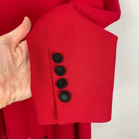 Preston & York | Vintage Red 100% Wool Black Trimmed Button Career Blazer - Picture 6 of 11